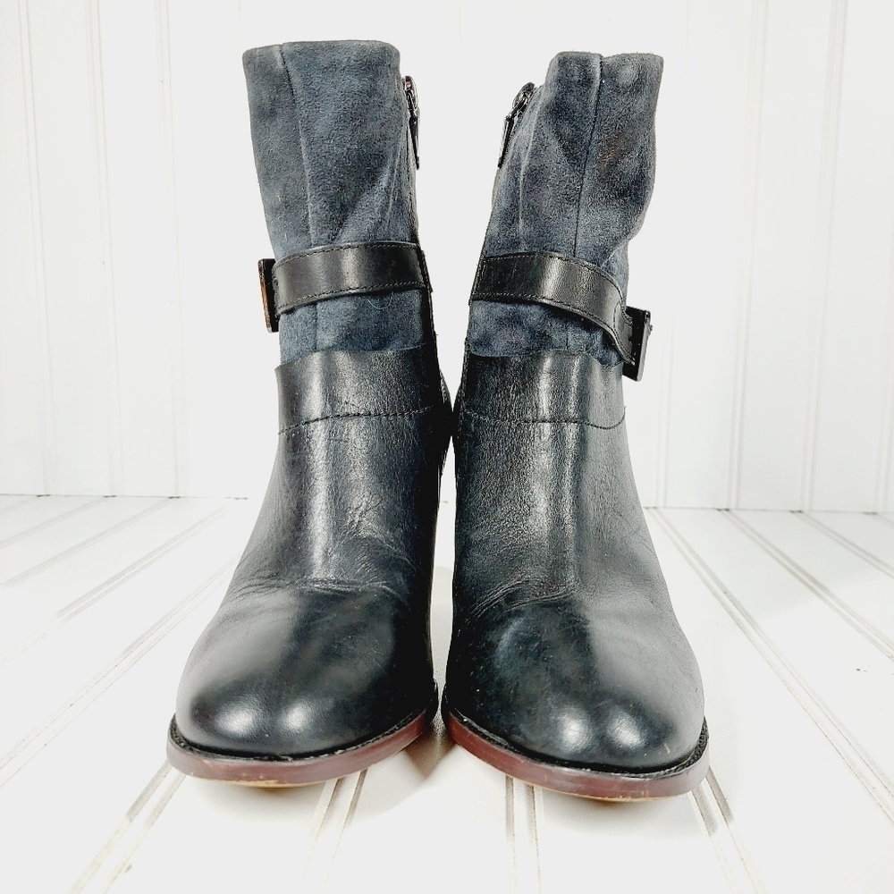 Clarks Kacia Garnet  Women's Boots - Black Leather/Navy Suede E199 - Picture 3 of 16